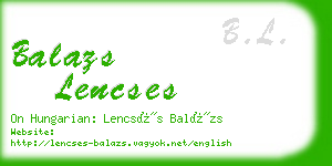 balazs lencses business card